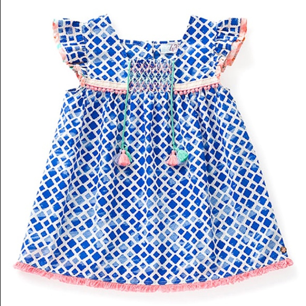 Matilda Jane Blue & White Hula Hoop Tassel Top